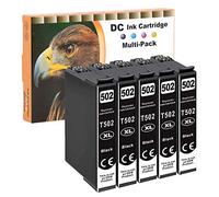 D&C 5x cartucce compatibili con Epson 502 XL per Epson Expression Home XP-5100 Series XP-5105 XP-5115 WorkForce WF-2800 Series WF-2860 D WF-2860 DWF WF-2865 DWF (5 nero)