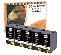 D&C Cartucce compatibili per Epson 13XL 1301 per Epson Stylus B42WD BX-525WD BX-535WD BX-625FWD BX-630FW BX-635FWD BX-925FWD BX-935FWD SX-525WD SX-535WD SX-620 FW WorkForce 525 630 5 x 26 ml nero.