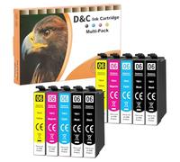 D&C Cartucce d'inchiostro compatibili per Epson T-611 T-612 T-613 T-614 per Stylus D68 D68PE D88 D88Plus D88PE DX-3800 DX-3850 DX-4200 DX-4250 DX-4800 DX-4850 (10-Pack)