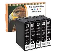 D&C Cartucce d'inchiostro Sostituzione per Epson 18 18 XL Compatibile con Epson Expression Home XP-322 XP-215 XP-205 XP-225 XP-305 XP-325 XP-422 XP-405 XP-415 XP-425 XP-315 XP-312 XP-425 5x Black