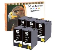D&C Compatibili Cartucce d'inchiostro Sostituzione per Epson 27 27XL BK per Epson WorkForce WF-3600 WF-3620 DWF WF-3620 WF WF-3640DTWF WF-7110DTW WF-7210DTW WF-7600 WF-7610DWF WF-7620 (5 Nero)
