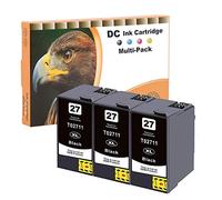 D&C Compatibili Cartucce d'inchiostro Sostituzione per Epson 27 27XL BK per Epson WorkForce WF-3600 WF-3620 DWF WF-3620 WF WF-3640DTWF WF-7110DTW WF-7210DTW WF-7600 WF-7610DWF WF-7620 (3 Nero)