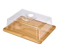 D,casa - Vassoio Bambu Formaggio Formaggio Snack per Servire con Coperchio metacrilato 26x20x7,3cm (Rettangolare)