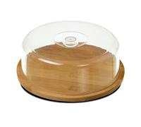 D,casa - Vassoio per formaggi in bambù rotondo con coperchio in metacrilato da 28 cm per servire snack (rotondo)
