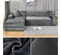 d Copridivano in velluto elasticizzato e spesso, per soggiorno, adatto per divani a 1/2/3/4 posti, beige, 90140 cm