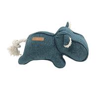 D&D Home, Giocattolo per Cane, Modello Emmy Blu, Elegante Giocattolo in Tessuto Ciniglia per Cani Imbottitura 100% Poliestere, con 2 Squeaker in Muso e Coda in Corda di Cotone Naturale