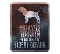 D&D Home, Pannello di avvertimento Attenzione al Cane, 25x20x0,3 cm, versione tedesca, fondo nero, segnale di avvertimento in metallo resistente alla ruggine con testo divertente