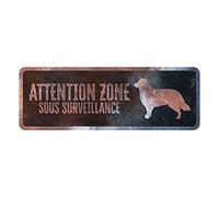 D&D Home, Pannello di Avvertimento Attenzione al Cane, 40 x 13 x 0,3 cm, Versione Francese, Fondo Nero, Segnale di Avvertimento in Metallo Resistente alla ruggine con Testo Divertente