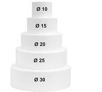 D.&.D. Polistirolo - Disco di polistirolo - Base per Torta H 5 cm Ogni Disco - Ø 10 cm, Ø 15 cm, Ø 20 cm, Ø 25 cm, Ø 30 cm - 5 Pezzi…