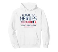 D-Day 6 Giugno 1944 Honor The Heroes Distressed Print Felpa con Cappuccio