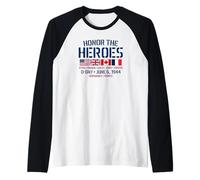 D-Day 6 Giugno 1944 Honor The Heroes USA Regno Unito Canada Francia Maglia con Maniche Raglan