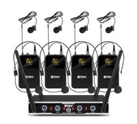 D Debra Audio Pro DU4004 Sistema microfonico wireless a 4 canali UHF con microfoni per cuffie Lavalier, ideale per riunioni e discorsi in chiesa (4 Bodypack)