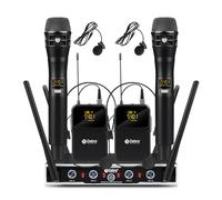D Debra Audio Sistema di microfoni senza fili Pro DU4004 UHF 4 * 16 canali regolabili Microfoni auricolari lavalier palmari senza fili, ideali per riunioni Chiesa Discorso Festa (2 Palmare 2 Bodypack)