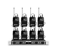D Debra DU8008 Set Microfoni Wireless UHF - 8 Microfoni a bodypack, Plug & Play, Frequenza Regolabile, Portata 80m, Ideale per Karaoke/Conferenze/Canto/Palco