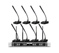 D Debra DU8008 Set Microfoni Wireless UHF - 8 Microfoni a gooseneck, Plug & Play, Frequenza Regolabile, Portata 80m, Ideale per Karaoke/Conferenze/Canto/Palco