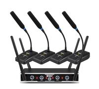 D Debra Sistema microfonico per conferenze senza fili UHF 4 * 16 canali regolabili Microfono a collo d'oca senza fili rotante a 360°, ideale per conferenze (4 Microfono a collo d'oca)