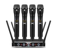 D Debra Wireless Microphone System Audio Pro DU4004 UHF 4 * 16 canali regolabili senza fili microfoni dinamici palmari, ideale per la riunione Chiesa Discorso Partito (4 Palmare)
