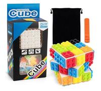 D-FantiX Brick Cube 3x3x3 Cubo magico di velocità, Build-On Bricks 3D Magic Cube, Puzzle rompicapo portatile Idee regalo, Gioco del cubo puzzle per bambini adulti (incluso separatore di mattoni)