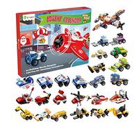 D-FantiX Calendario dell'avvento di Natale, Kids Building Toys Calendario dell'Avvento con veicoli Pull Back Cars Construction Toys 24 giorni