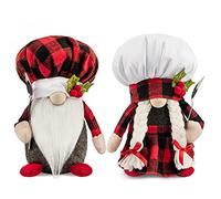D-FantiX Confezione da 2 gnomi natalizi da cuoco, fatti a mano, da cucina, Tomte, gnomo svedese, statuetta scandinava nordica di peluche, elfo, decorazione natalizia per casa, cucina, regalo