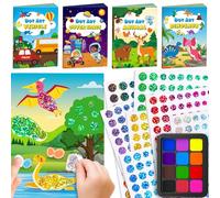 D-FantiX Kit di attività con tampone per timbri, fai da te e artigianato per bambini piccoli, dinosauro animale esterno spazio veicolo dita pittura arte attività