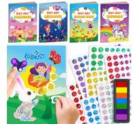 D-FantiX Kit di attività con tampone per timbri, fai da te e artigianato per bambini piccoli, unicorno principessa sirena fiore fata dita pittura arte attività