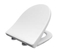 D forma morbida sedile del gabinetto vicino. Sedile del water con Top Fix, con un clic rapido e tecnologia pulita. Sedile del gabinetto bianco con cerniere in acciaio, a forma di D, 380 * 480mm