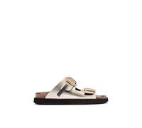 D. Franklin Sandali da Donna con Fibbia in Platino Metallizzato Vibe - Sandali sportivi piatti e comodi per l’estate - Taglia (37) - Modello Buckle