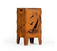 D&L Lasertec Braciere in acciaio da 3 mm con barca a vela, griglia inclusa, decorazione in ruggine per il giardino, ciotola per barbecue