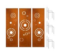 D&L Lasertec Parete paravento effetto ruggine Orbit, set da 3 pezzi, 160 x 50 cm, con ancoraggio a terra