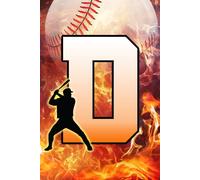D: Letter "D" Initial Baseball Player and Fire Flames Personalized Name Monogram Notebook - College-Ruled Personal Journal, Writing Pad, or Diary for Football Fans - 110 Pages, 6x9