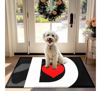 D Lettera e Cuore Pattern Non-Slip Assorbente Mat Porta per Porta d'ingresso, Corridoio, Cucina - Animali domestici Polvere Tappeto