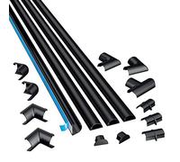 D-Line 2010KIT002, Nascondi Cavi, Canaline Elettriche, Canaline Per Impianti Elettrici, Canalina Passacavi TV, Canalina Coprifili - 4 x 1 m Lunghezza Per Pacco - Nero