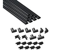 D-Line Nascondi Cavi, Canaline Elettrich, Canaline Per Impianti Elettrici, Canalina Passacavi TV, Canalina Coprifili - 10 x 40cm Lunghezza Per Pacco - 20x10mm - Nero