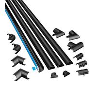 D-Line 3015KIT002, Nascondi Cavi, Canaline Elettriche, Canaline Per Impianti Elettrici, Canalina Passacavi TV, Canalina Coprifili - 4 x 1 m Lunghezza Per Pacco - Nero