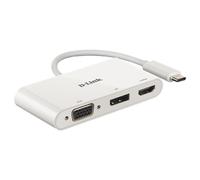 D-Link DUB-V310 Adattatore USB tipo C a HDMI, VGA e Display Port, 3 in 1, HDMI 4K e 1080p, 3 Uscite Simultanee, Compatibile con Windows e Mac