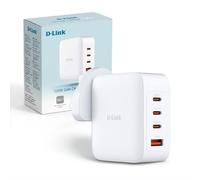D-Link DCP-101 Caricatore USB GaN 100W - Caricatore rapido a 4 porte con USB-C PD 3.0 e QC 4.0 - Compatto per laptop, smartphone e tablet - Spina EU
