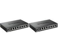 D-Link DES-108 Switch 8 Porte Fast Ethernet, Struttura in Metallo, Nero (Confezione da 2)