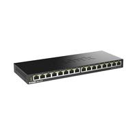 D-Link DGS-1016S Switch Unmanaged Gigabit a 16 porte, senza ventole, struttura in metallo, posizionamento su desktop o con montaggio a parete, plug-and-play, QoS 802.1p, EEE 802.3az