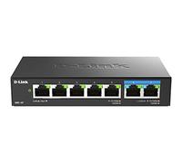 D-Link DMS-107/B Switch non gestito multi-Gigabit a 7 porte con due porte 2.5G e cinque Gigabit, senza ventola, a basso profilo, compatto, alloggiamento in metallo, QoS, Plug and Play