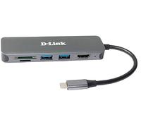 D-Link DUB-2327 Hub USB-C 6-in-1 con Power Delivery (PD 60W), HDMI 4K, 2 porte USB 3.0, lettore di schede SD/MicroSD per PC, MacBook Pro, MacBook Air, iPad Pro, Chromebook, Surface Pro e altro