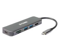D-Link DUB-2327 replicatore di porte e docking station per notebook Cablato USB tipo-C Grigio