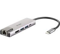 D-Link DUB-M520 replicatore di porte e docking station per notebook Cablato Thunderbolt 3 Alluminio, Nero
