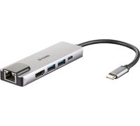 D-Link DUB-M520 replicatore di porte e docking station per notebook Cablato Thunderbolt 3 Alluminio, Nero