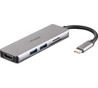 D-Link DUB-M530 - Hub USB di Tipo C, 5 in 1, Adattatore USB C con HDMI 4K e 1080p, 2 Porte USB 3.0/USB 2.0, Lettore di Schede SD e microSD SDHC e SDXC