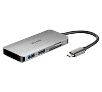 D-Link DUB-M610 Hub USB di Tipo C 6 in 1, Adattatore USB C con HDMI 4K e 1080 p, 2 Porte USB 3.0 e USB 2.0, Lettore di Schede SD e MicroSD, Un USB C di Ricarica fino a 100 W