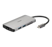 D-Link DUB-M810 Hub USB di Tipo C 8 in 1, con HDMI 4K e 1080 p, 2 Porte USB 3.0 e USB 2.0, Lettore di Schede SD e MicroSD, Porta Rete RJ45 1 Gbps, Un USB C di Ricarica fino a 100 W