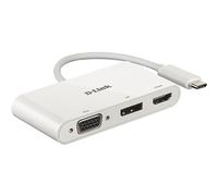 D-Link DUB-V310 Adattatore USB tipo C a HDMI, VGA e Display Port, 3 in 1, HDMI 4K e 1080p, 3 Uscite Simultanee, Compatibile con Windows e Mac