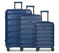 d&n South Dakota 4 ruote Set di valigie 3 pezzi con piega di espansione blu