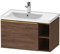 D-Neo Duravit Meuble sous-lavabo suspendu, 784x440x452mm, 1 tiroir, 1 compartiment ouvert sur le côté droit, avec poignée or poli, DE4258034210000, DE4258034210000, Colorazione: Decoro noce scuro opac